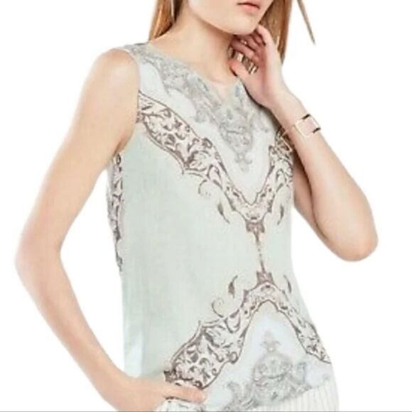 BCBG MAX AZRIA ADONIA PAISLEY FLORAL MOTIF SCARF PRINT OPEN BACK DRAPE TANK S - Picture 9 of 9